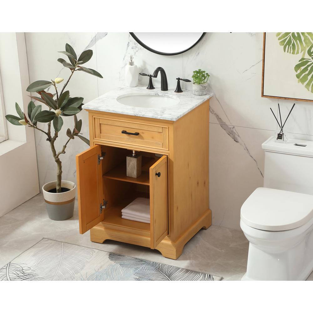 24 inch Single bathroom vanity in natural wood. Picture 3