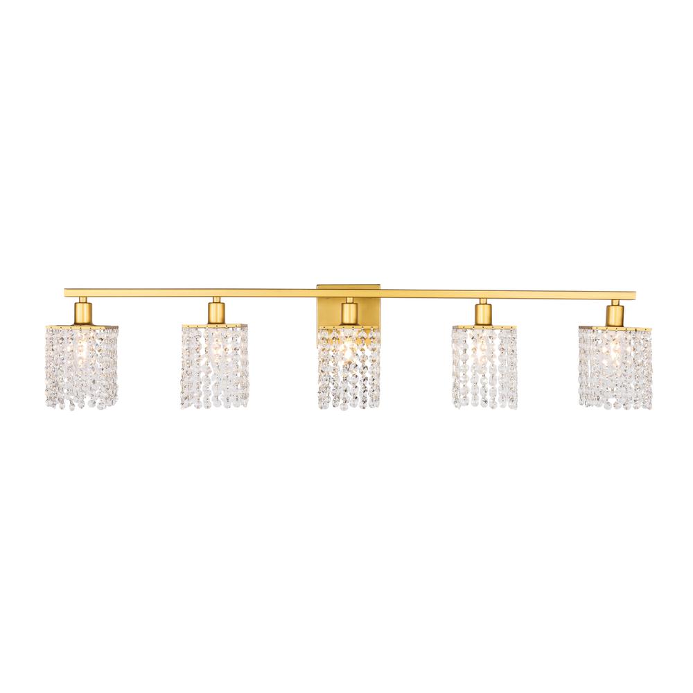 Phineas 5 light Brass and Clear Crystals wall sconce. Picture 1