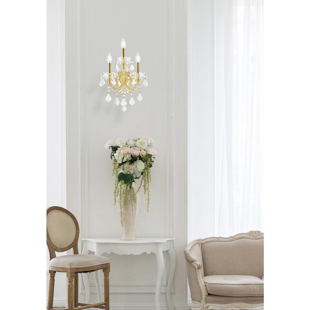 Maria Theresa 3 light Gold Wall Sconce Clear Royal Cut Crystal. Picture 7