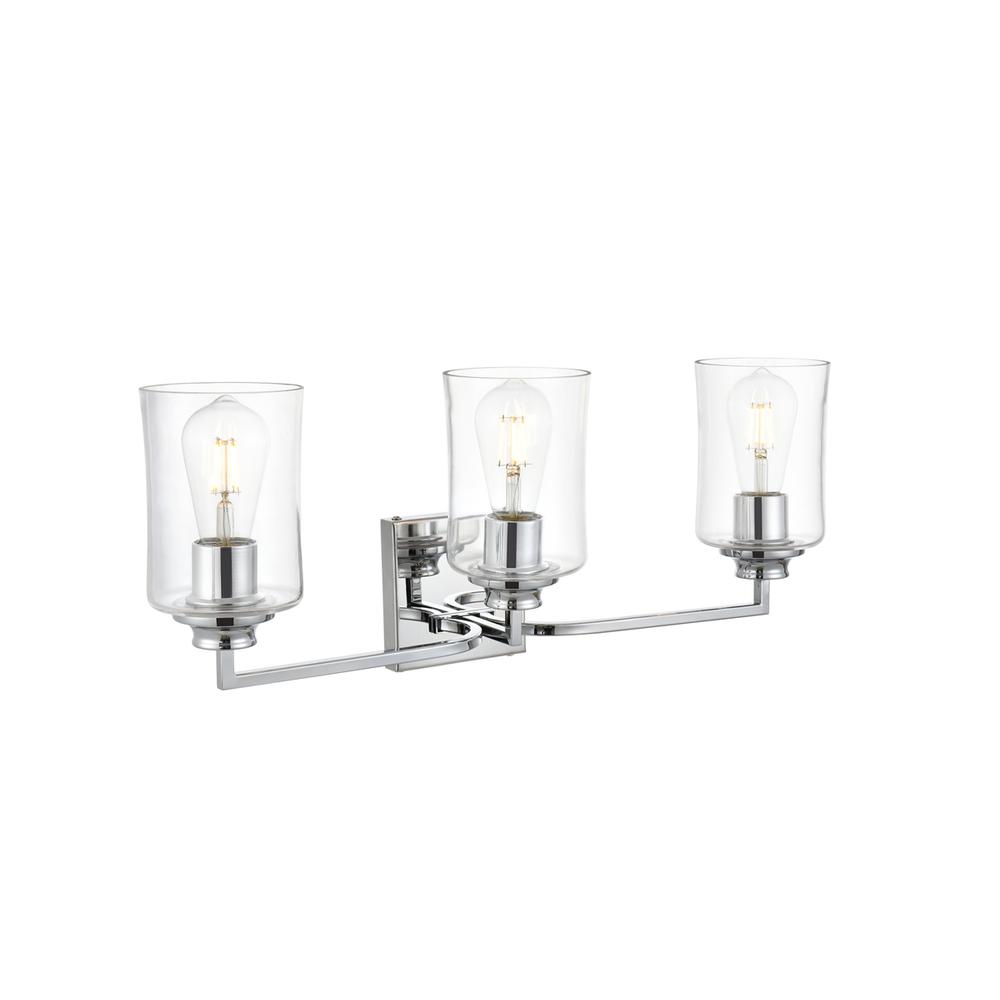 Ronnie 3 light Chrome and Clear Bath Sconce. Picture 3