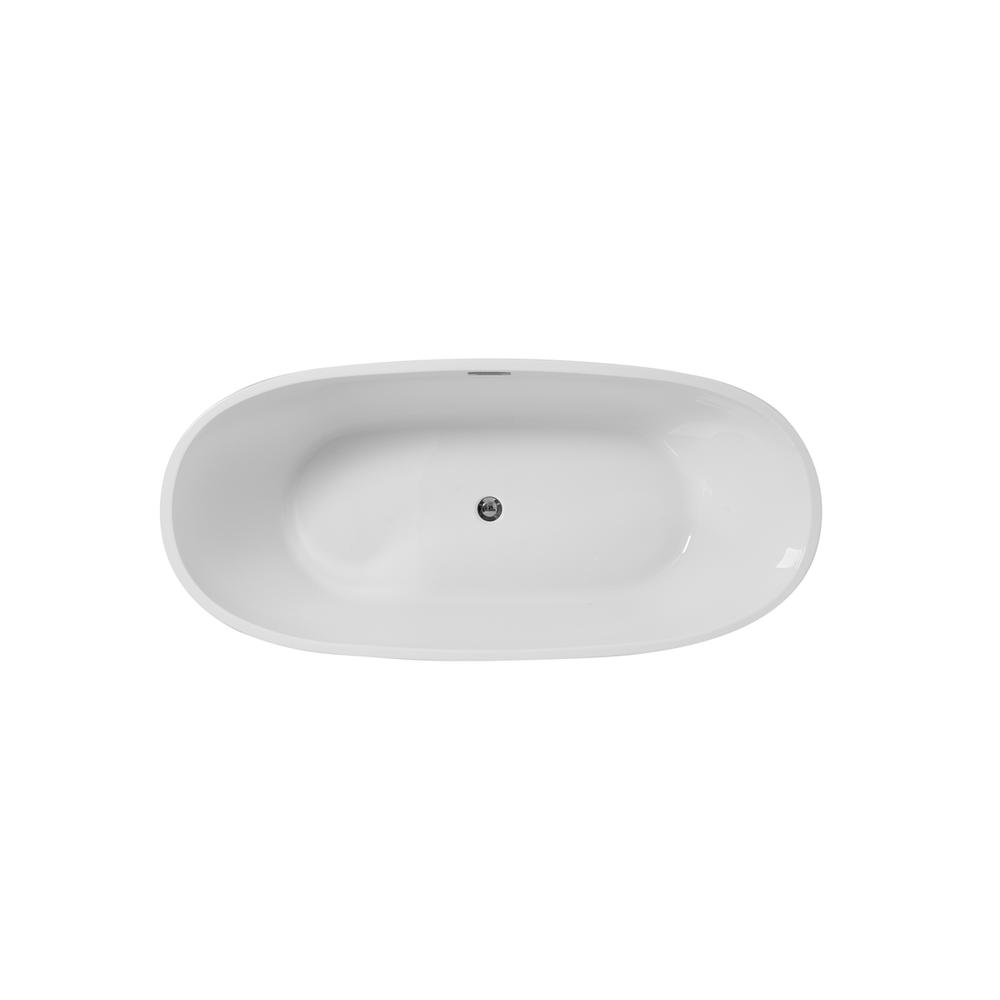 67 inch soaking roll top bathtub in glossy white. Picture 9