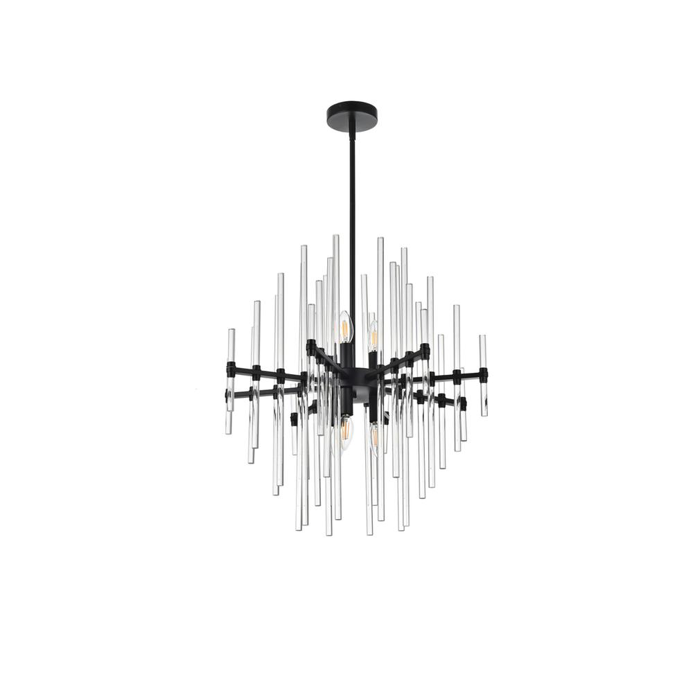 Sienna 23 inch crystal rod pendant in black. Picture 6