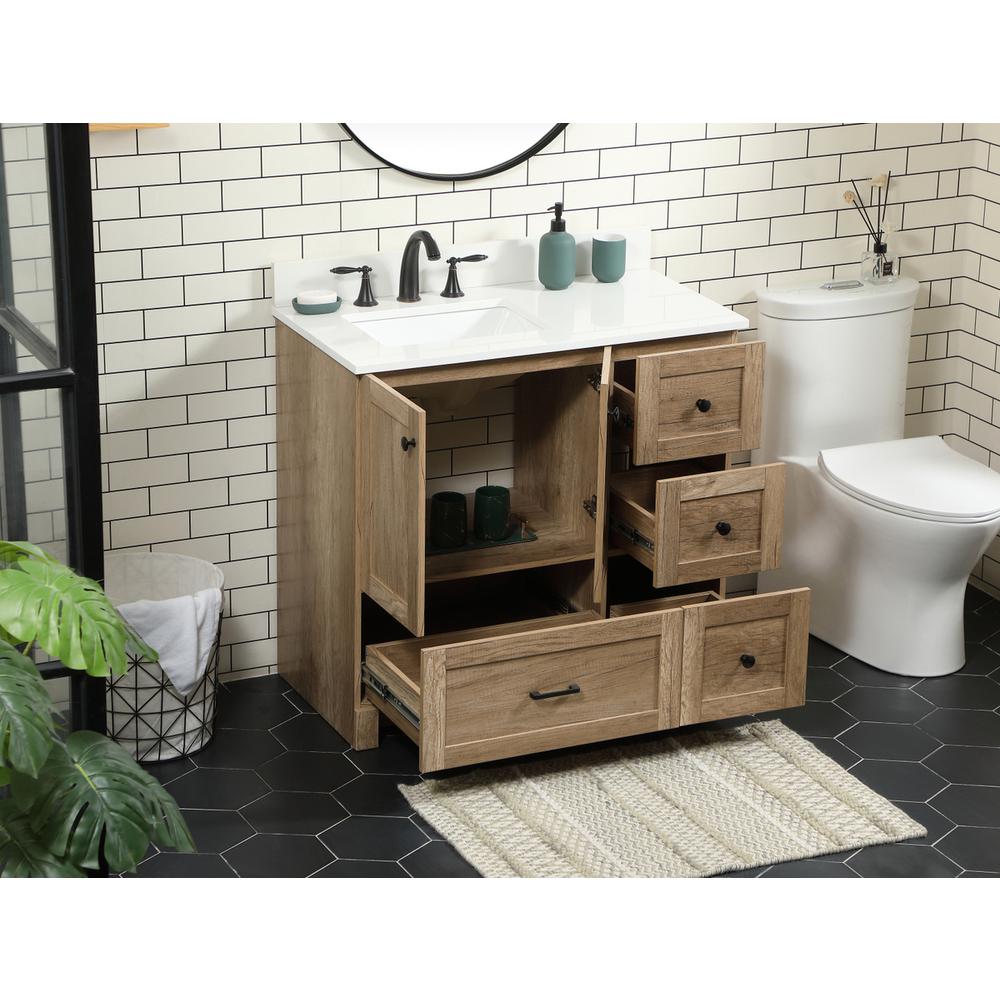 36 inch Single bathroom vanity in natural oak with backsplash. Picture 3
