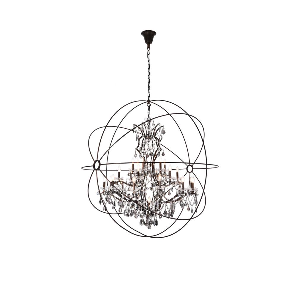 Geneva 25 light Dark Bronze Chandelier Silver Shade (Grey) Royal Cut crystal. Picture 1