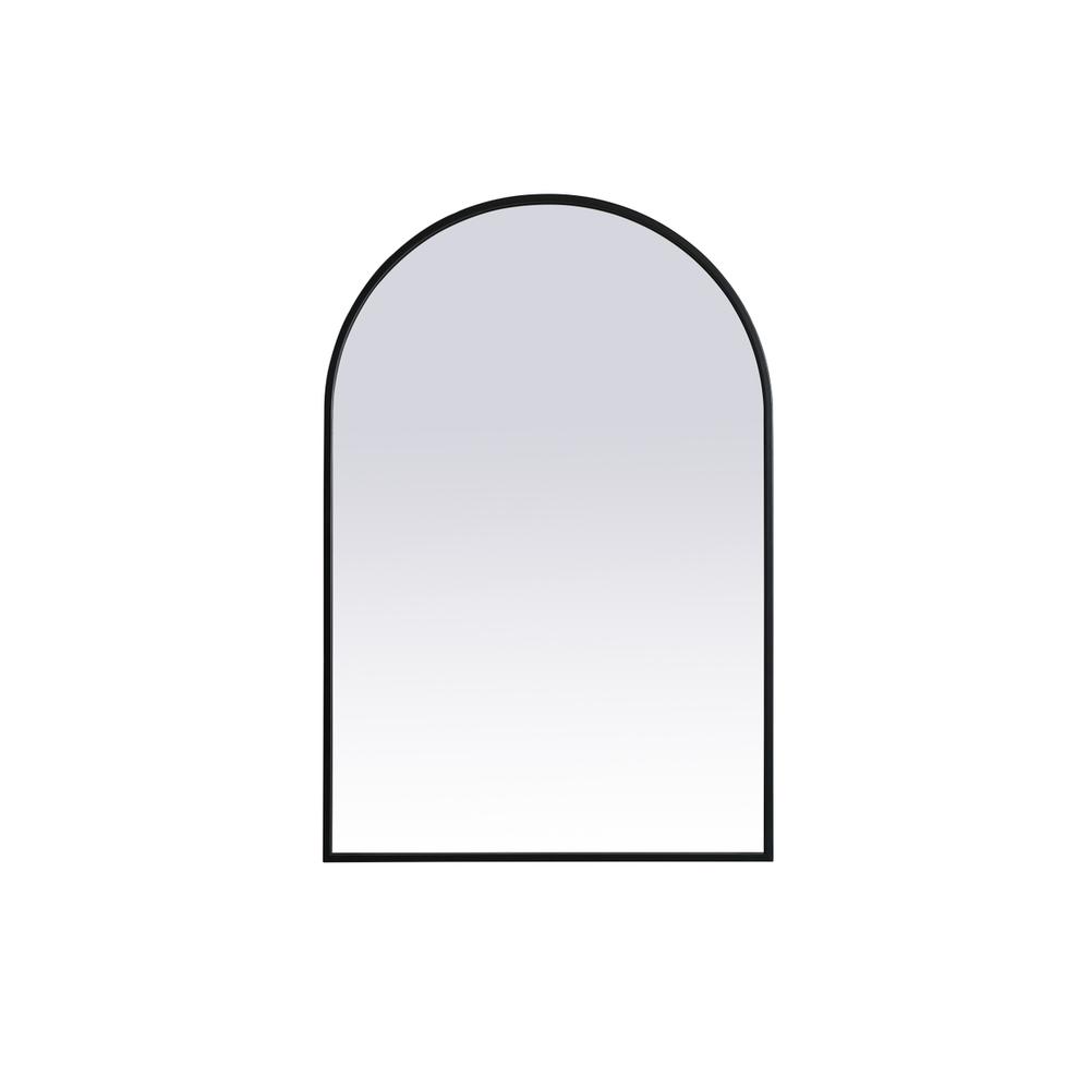 Metal Frame Arch Mirror 24x36 Inch in Black. Picture 1