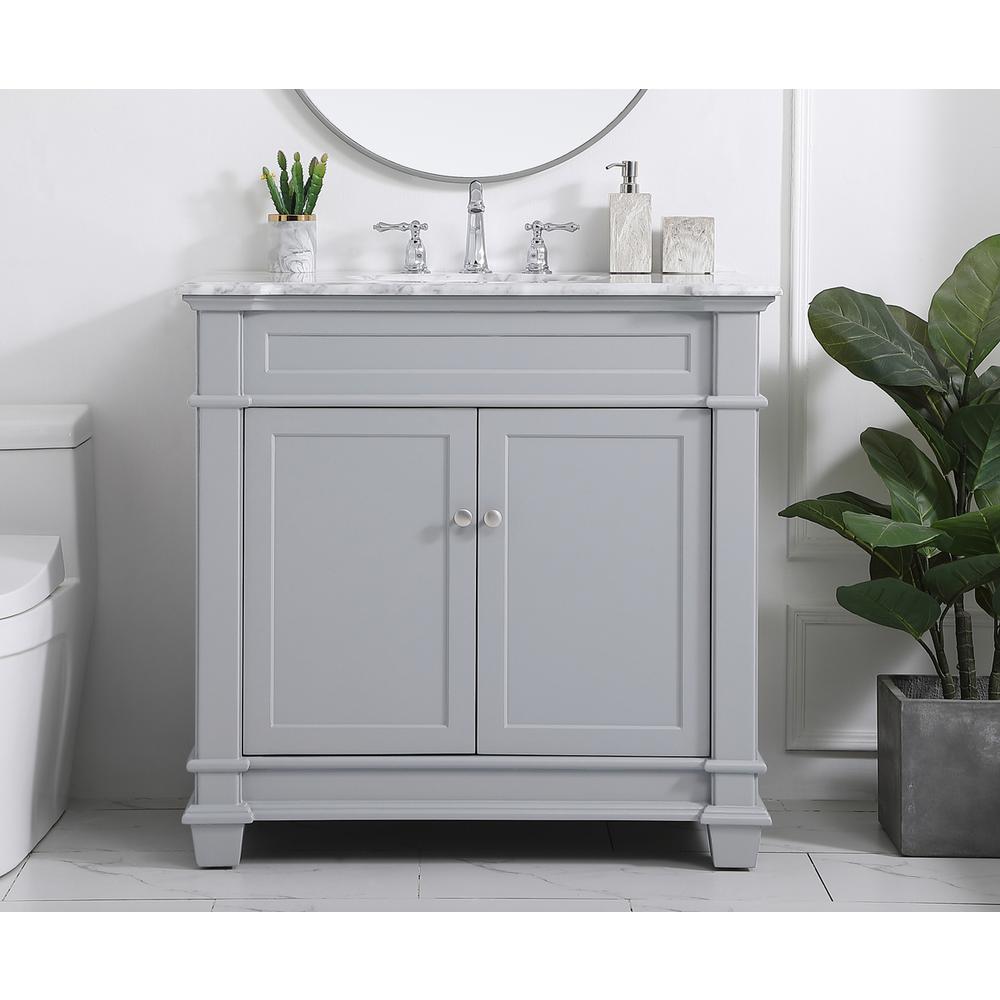 36 inch Single Bathroom Vanity set in Grey. Picture 14