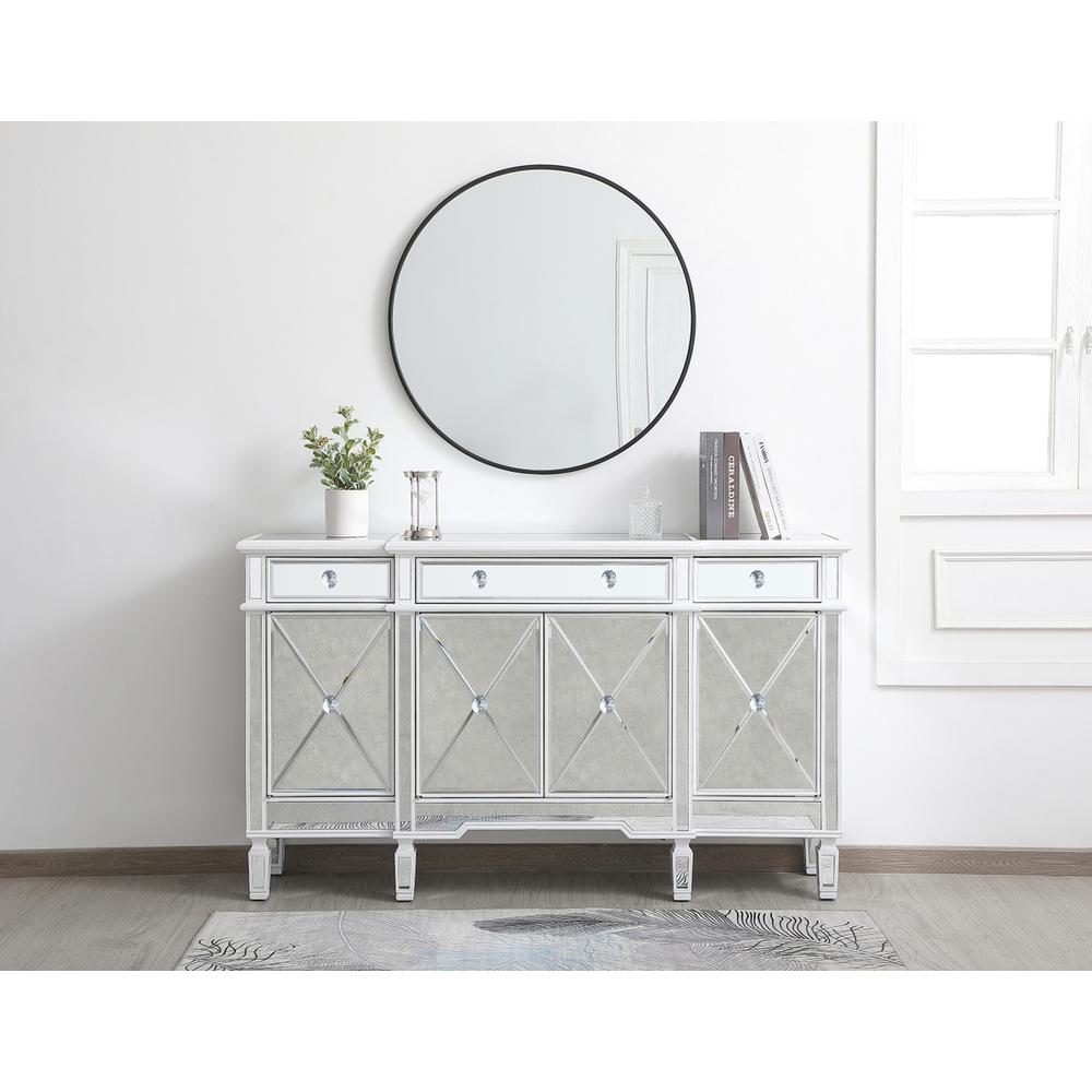 60 inch mirrored credenza in antique white. Picture 11