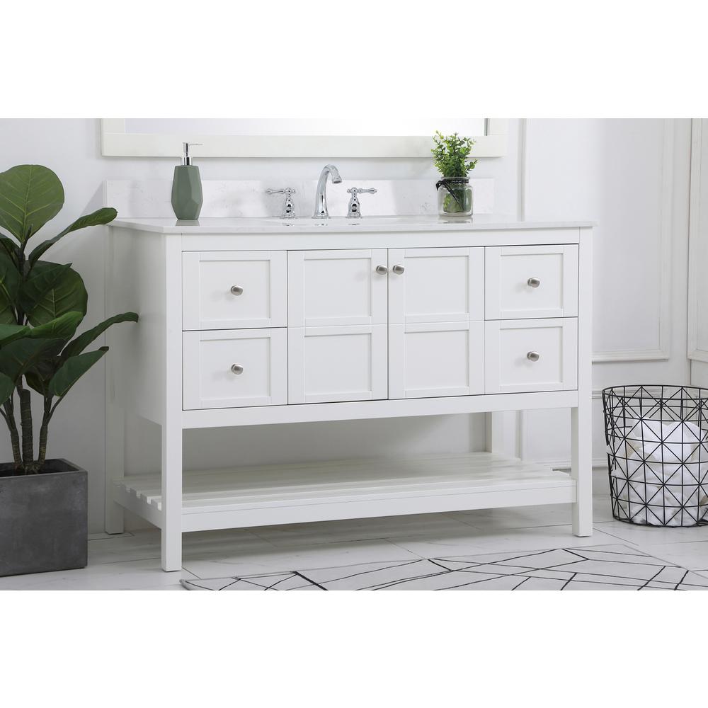 48 inch Single Bathroom Vanity in White with Backsplash. Picture 2