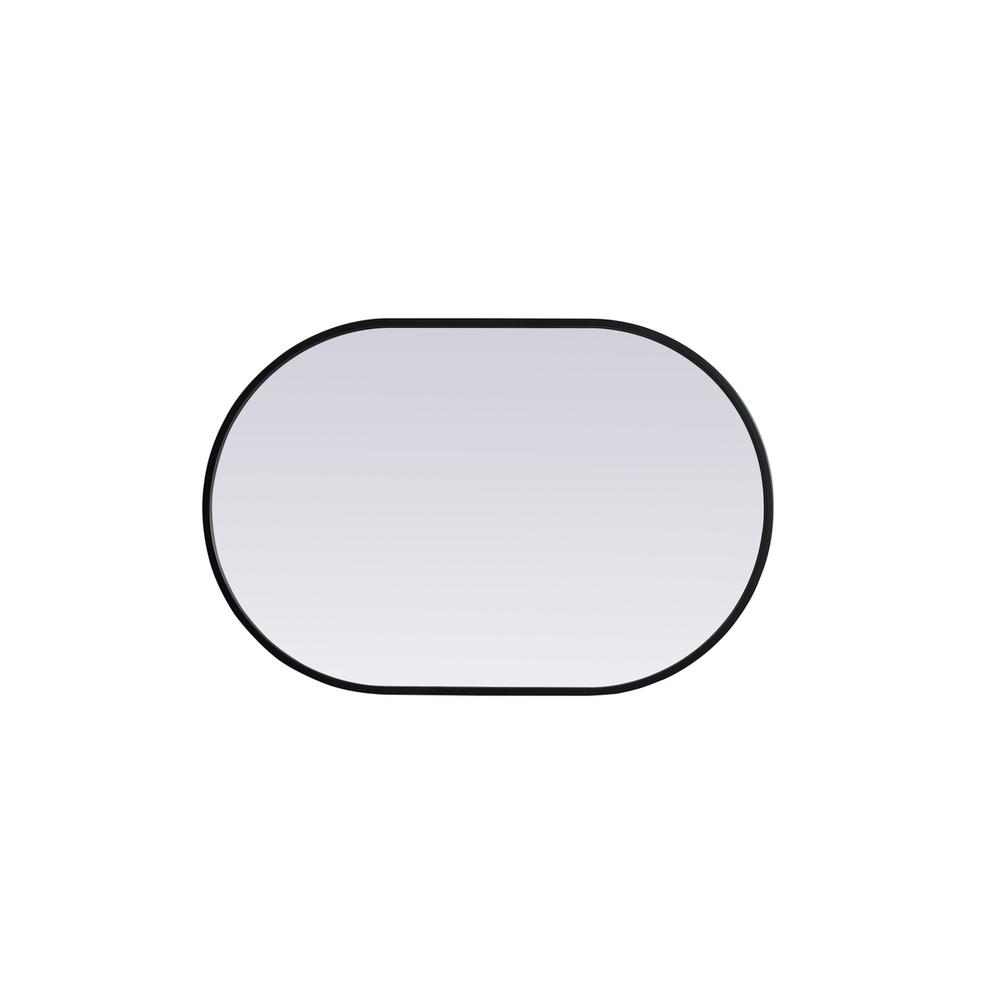 Metal Frame Oval Mirror 20x30 Inch in Black. Picture 8