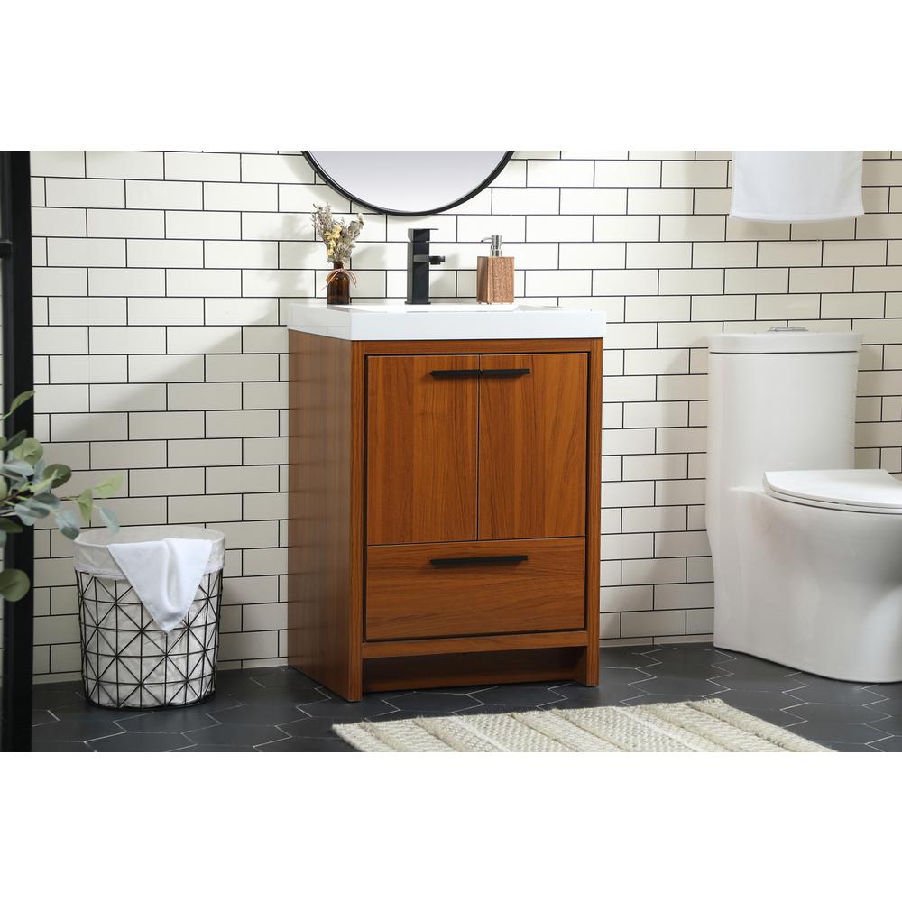 24 inch Single bathroom vanity in Teak. Picture 2