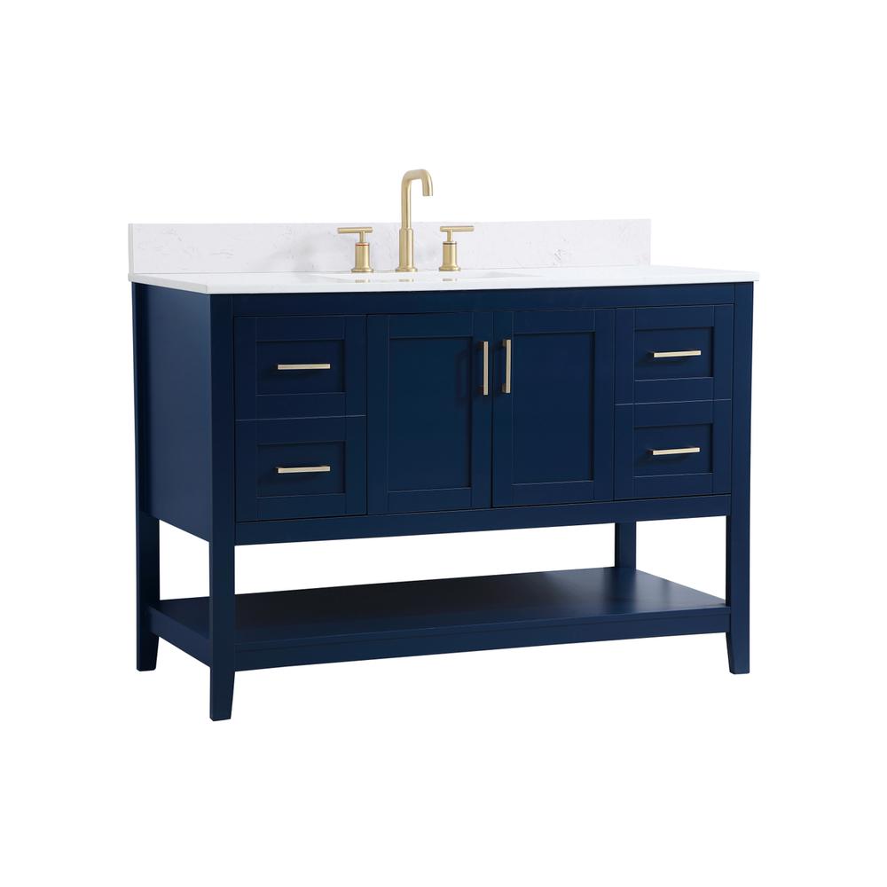 48 inch Single Bathroom Vanity in Blue with Backsplash. Picture 7