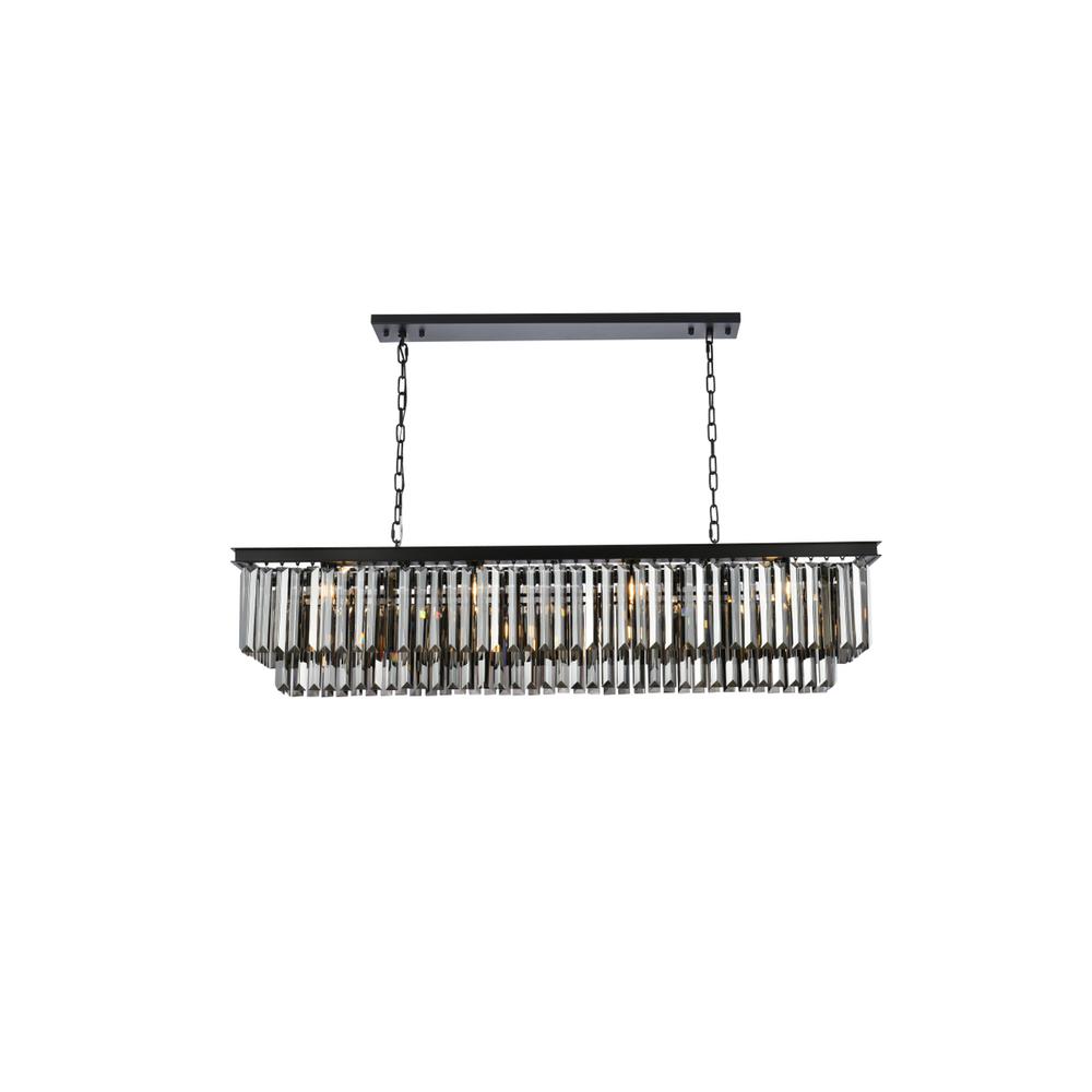 Sydney 12 light Matte Black Chandelier Silver Shade (Grey) Royal Cut Crystal. Picture 1