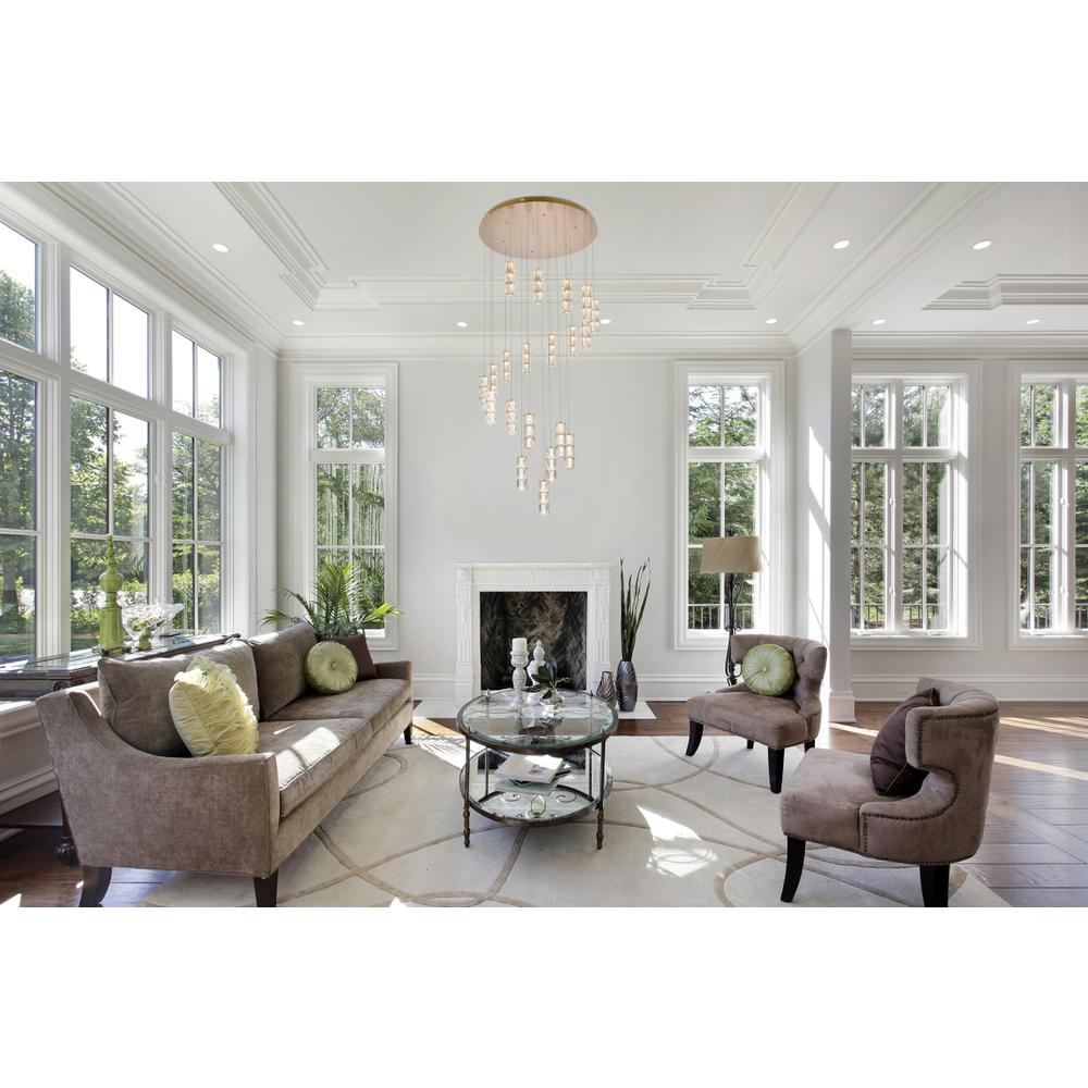 Polaris 38 inch LED chandelier in gold. Picture 8