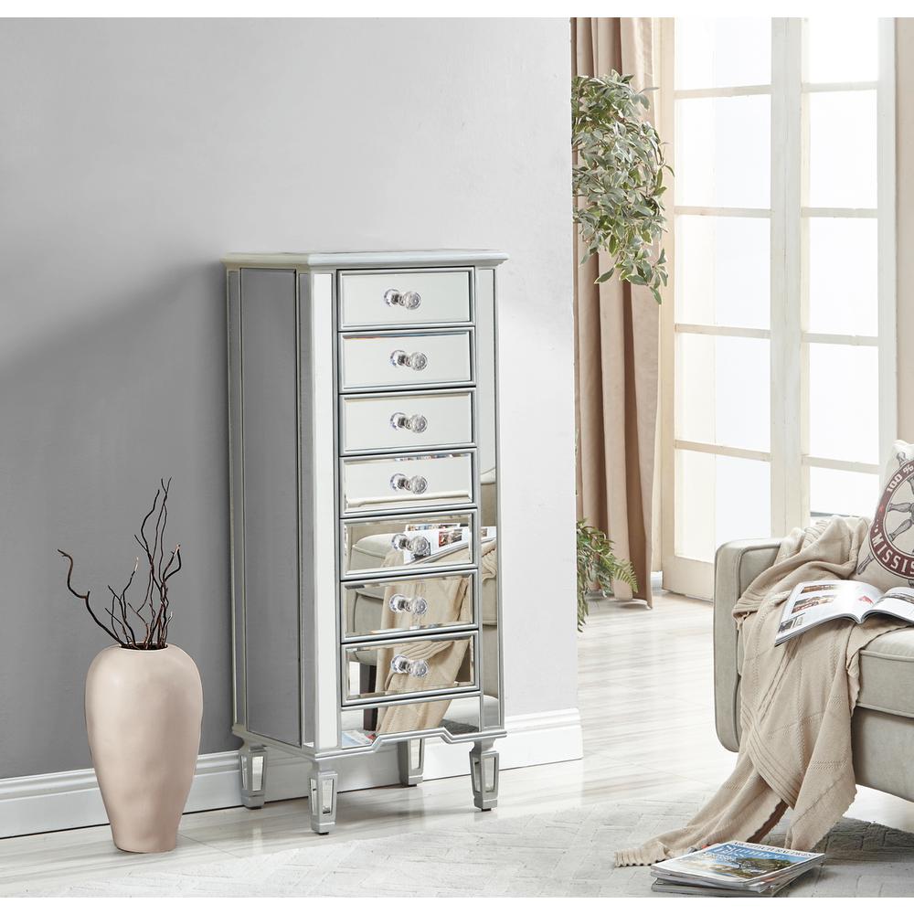 Lingerie Chest 7 drawers 20in. W x 15in. D x 48in. H in antique silver paint. Picture 2