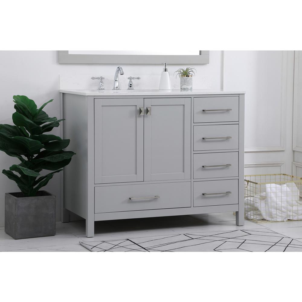 42 inch Single Bathroom Vanity in Gray with Backsplash. Picture 2