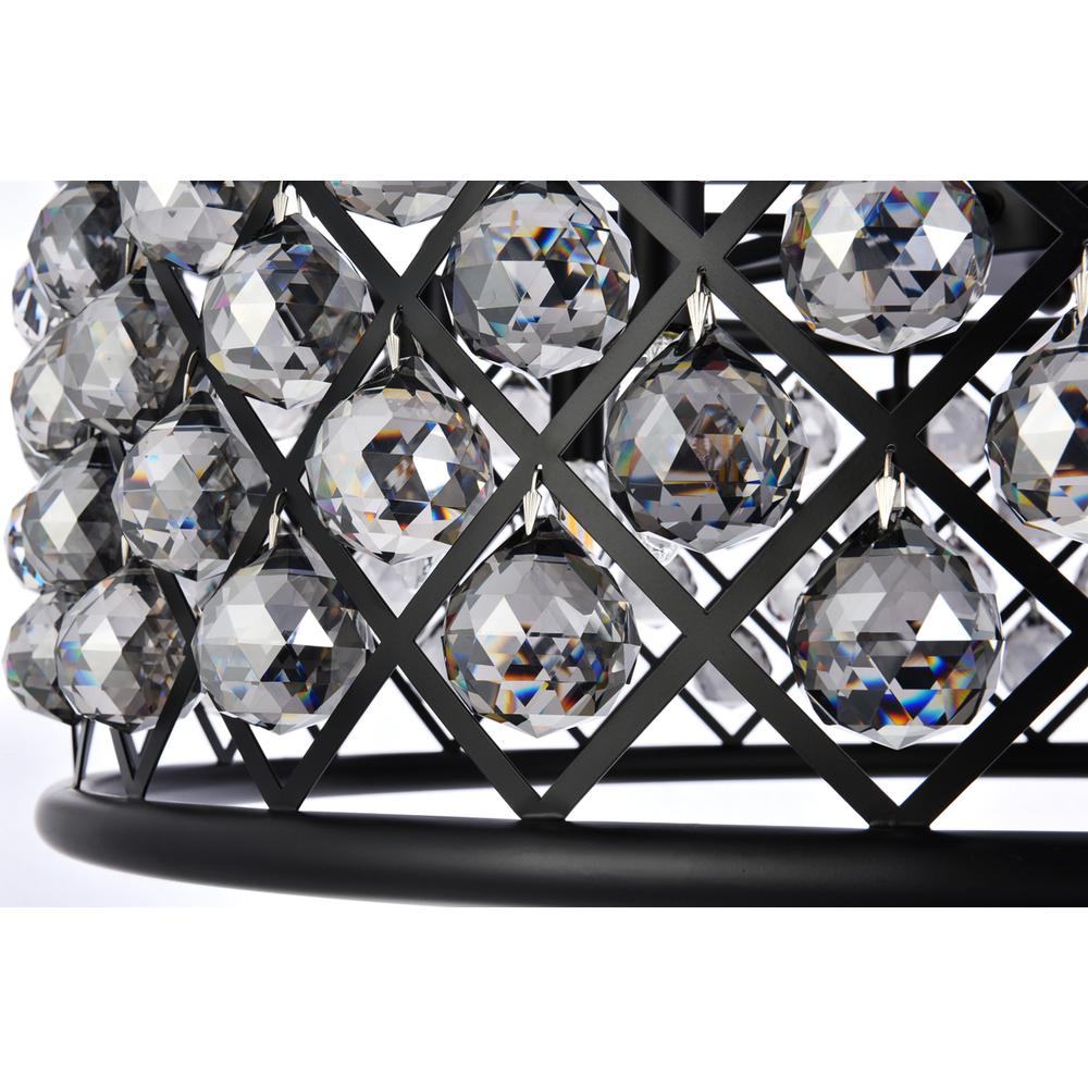Madison 8 light Matte Black Chandelier Silver Shade (Grey) Royal Cut Crystal. Picture 3