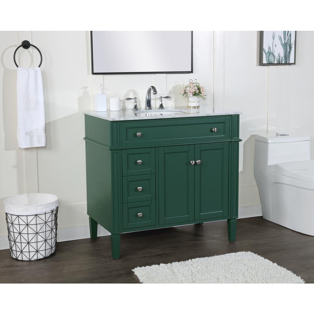 36 inch Single bathroom vanity in green. Picture 2