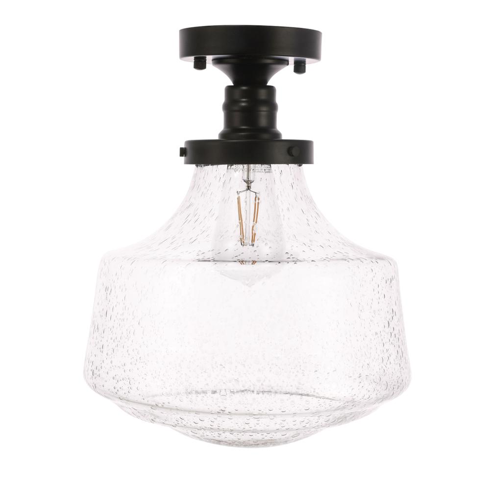Lyle 1 light Black and Clear seeded glass Flush mount. Picture 2