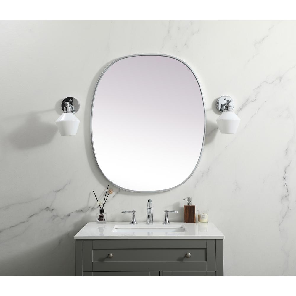 Metal Frame Oval Mirror 30x36 Inch in Silver. Picture 11