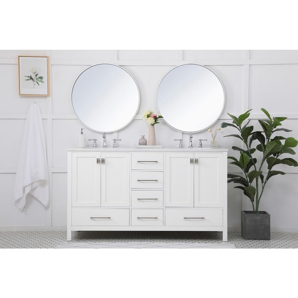 60 inch Double Bathroom Vanity in White. Picture 4