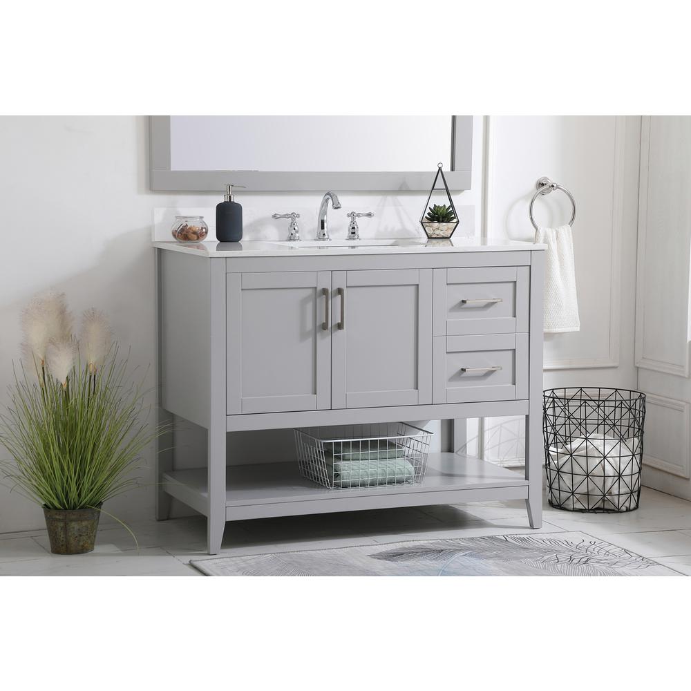 42 inch Single Bathroom Vanity in Grey with Backsplash. Picture 2