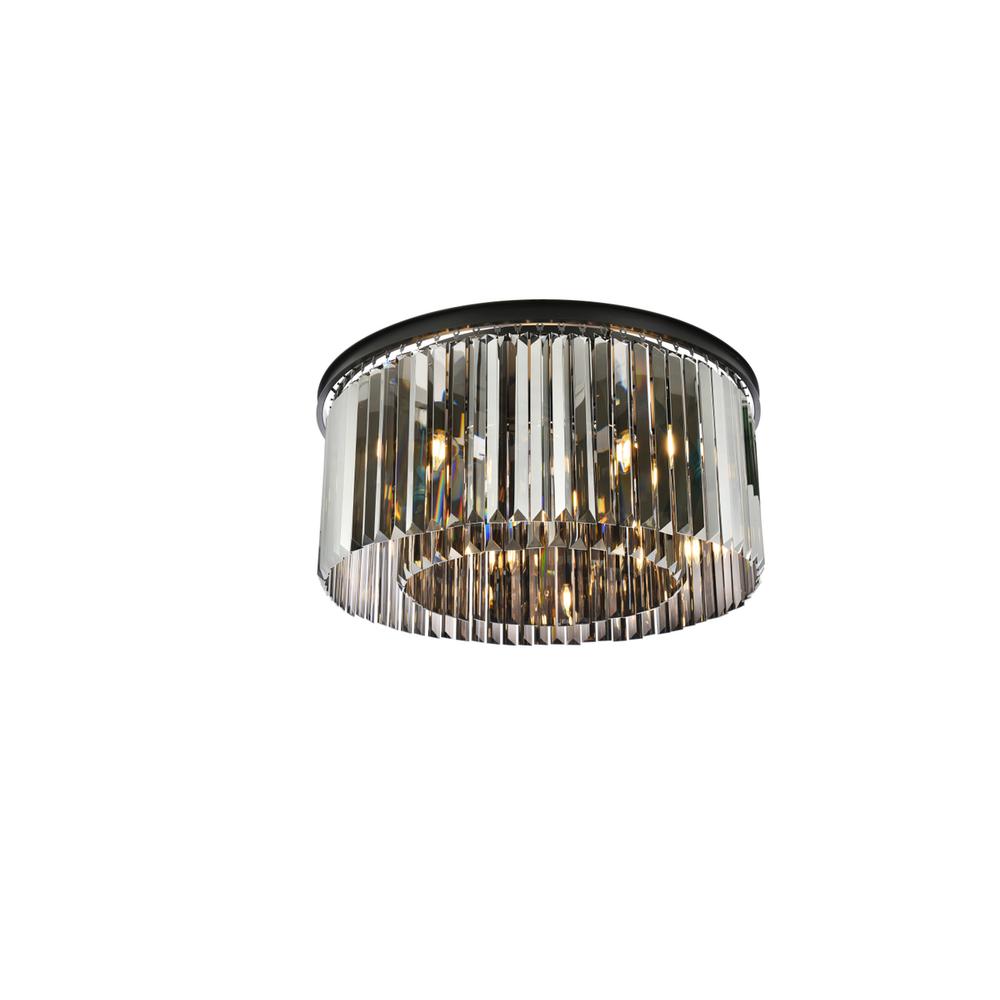 Sydney 8 light Matte Black Flush Mount Silver Shade (Grey) Royal Cut Crystal. Picture 2