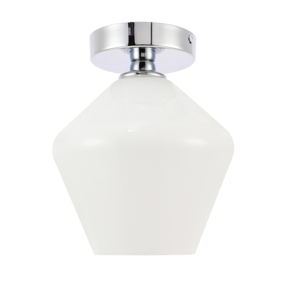 Gene 1 light Chrome and Frosted white glass Flush mount. Picture 4