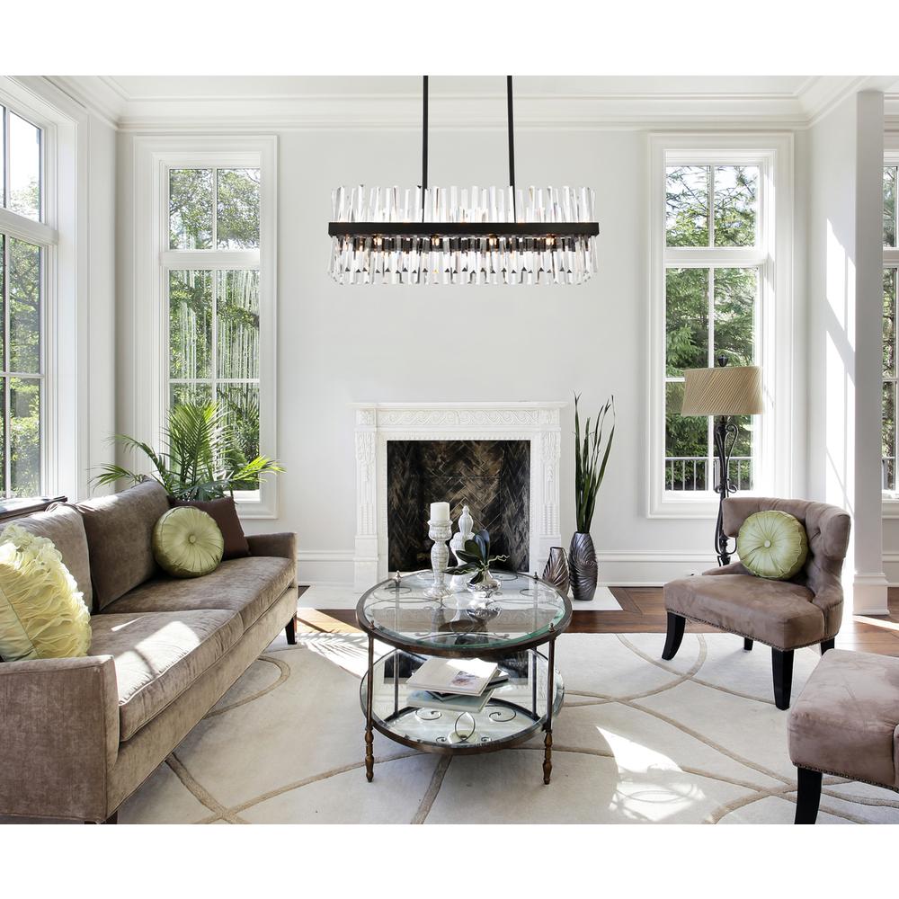 Serephina 36 inch crystal rectangle chandelier light in black. Picture 7
