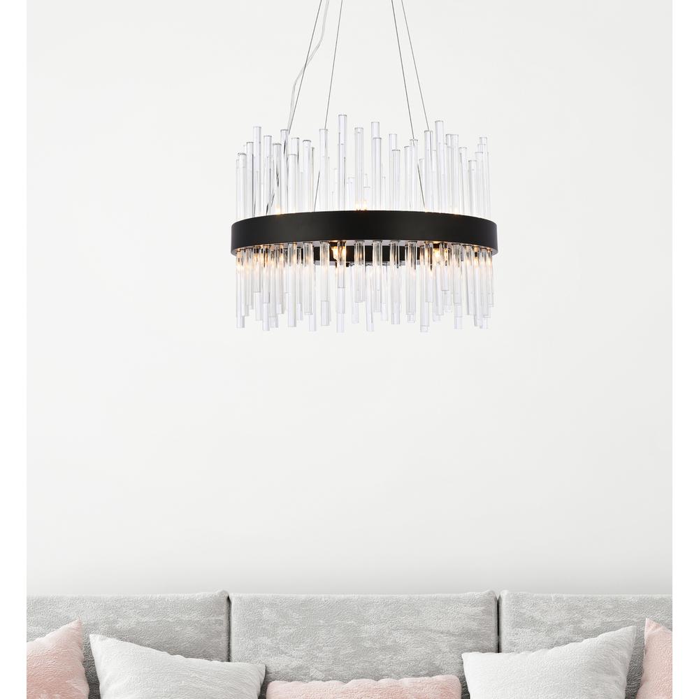 Dallas 20 inch round crystal pendant in black. Picture 8