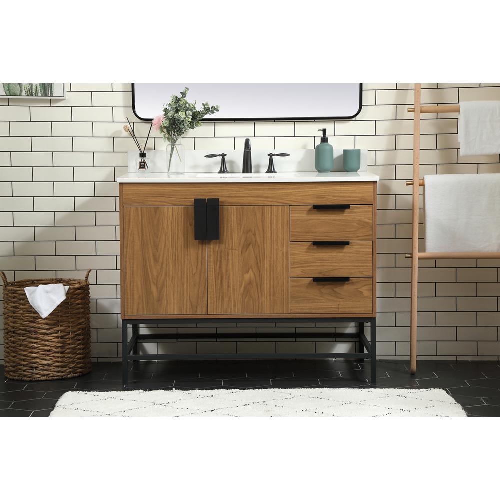 42 inch Single bathroom vanity in walnut brown with backsplash. Picture 14
