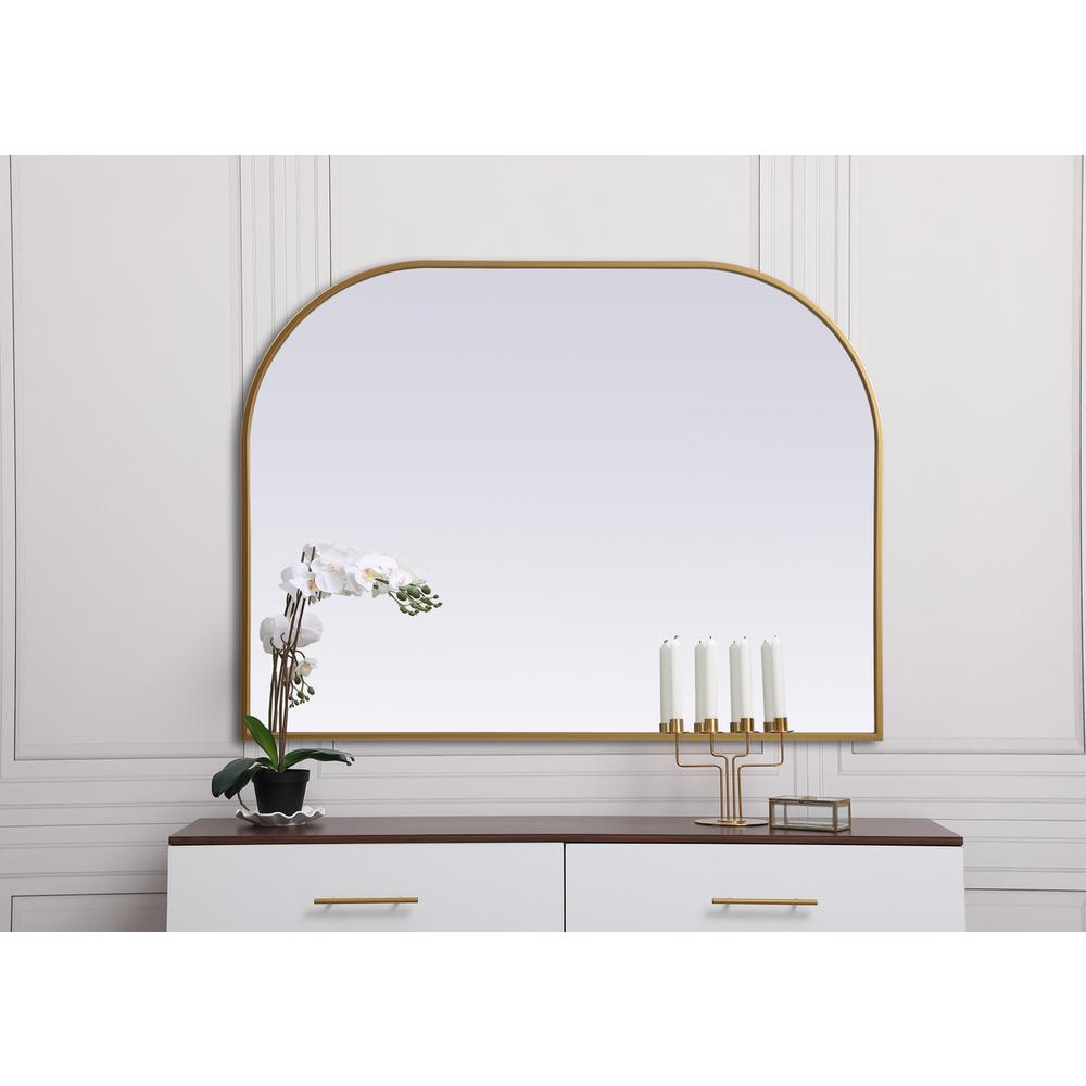 Metal Frame Arch Mirror 40x30 Inch in Brass. Picture 3