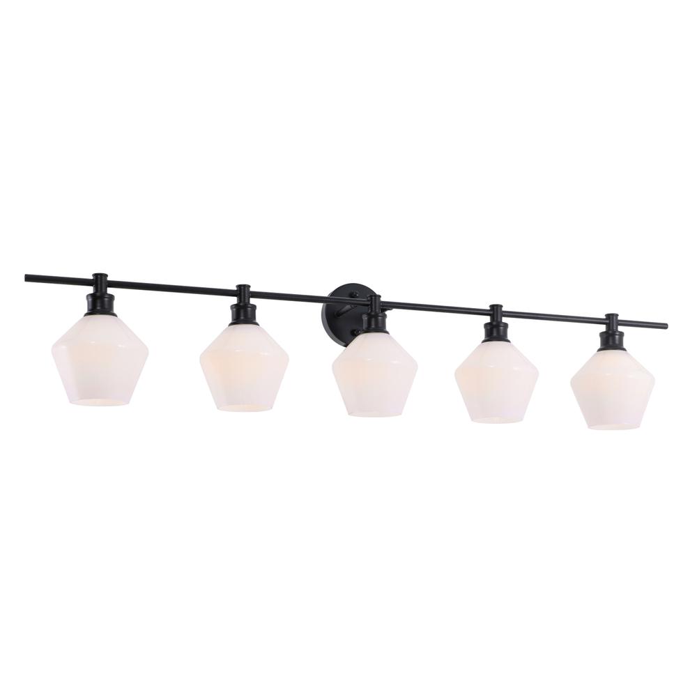 Gene 5 light Black and Frosted white glass Wall sconce. Picture 11
