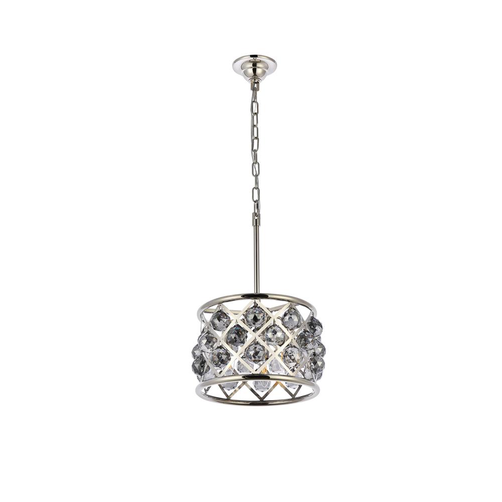 Madison 3 light polished Nickel Pendant Silver Shade (Grey) Royal Cut Crystal. Picture 6