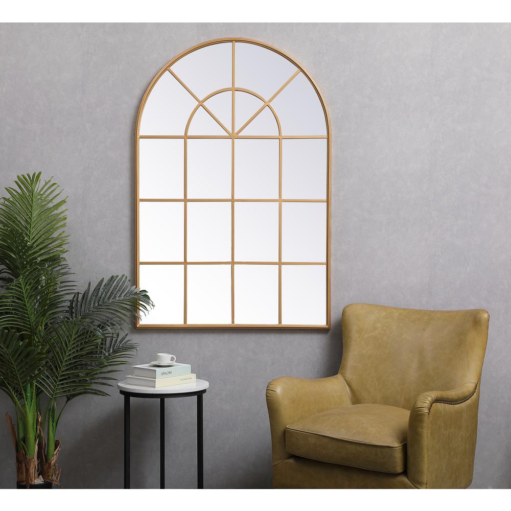 Metal windowpane mirror 36 inch x 53 inch in Brass. Picture 6