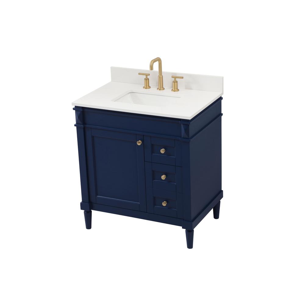 32 inch Single bathroom vanity in blue with backsplash. Picture 8