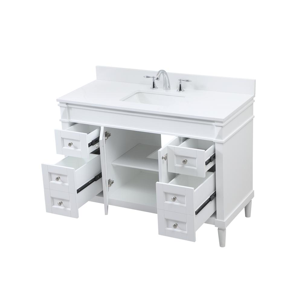 48 inch Single bathroom vanity in white with backsplash. Picture 9