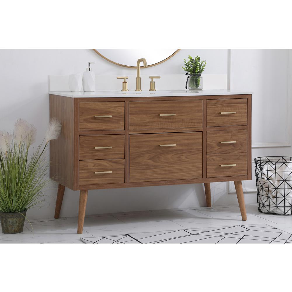 48 inch bathroom Vanity in Walnut Brown with Backsplash. Picture 2
