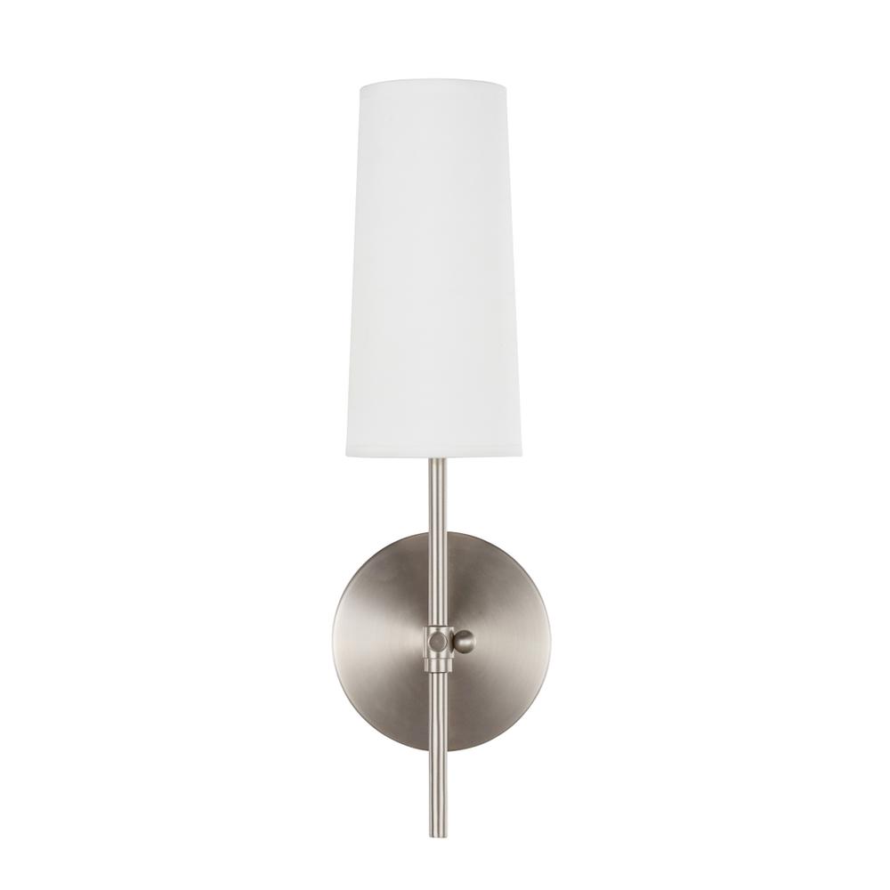 Mel 1 light Burnished Nickel and White shade wall sconce. Picture 2