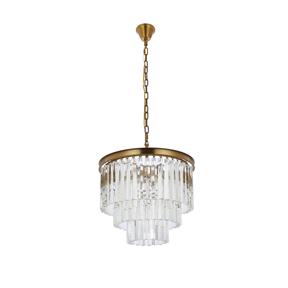 Sydney 20 inch round crystal chandelier in satin gold. Picture 6