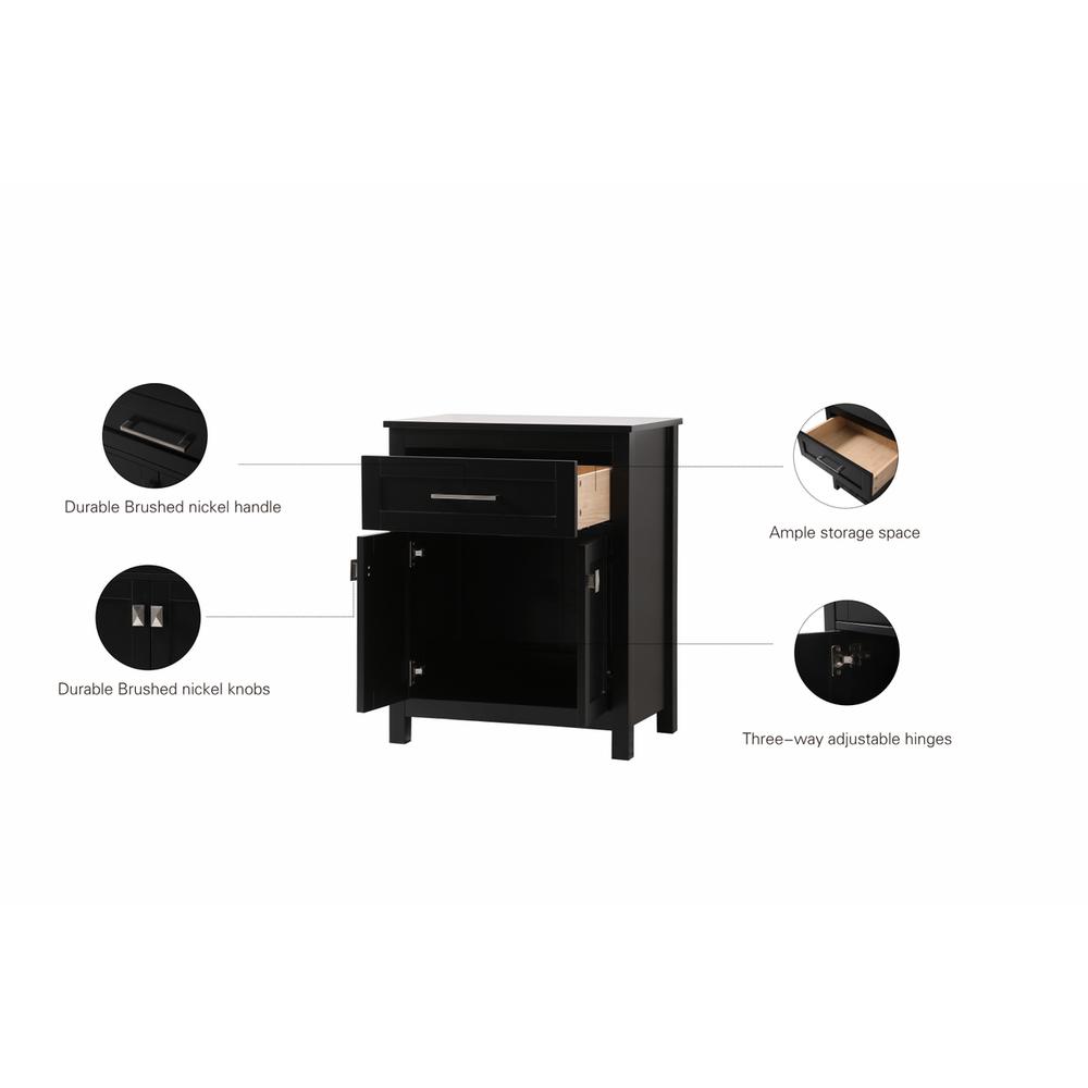 24 Inch Wide Bathroom Storage Freestanding Cabinet In Black. Picture 12