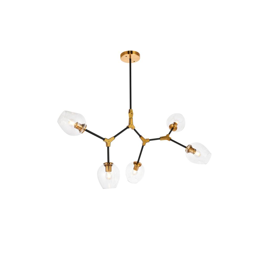 Cavoli 5 light in Light Antique Brass and Flat Black Pendant. Picture 2