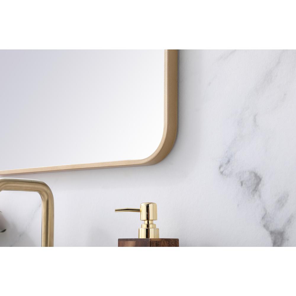 Soft corner metal rectangular mirror 20x30 inch in  Brass. Picture 4