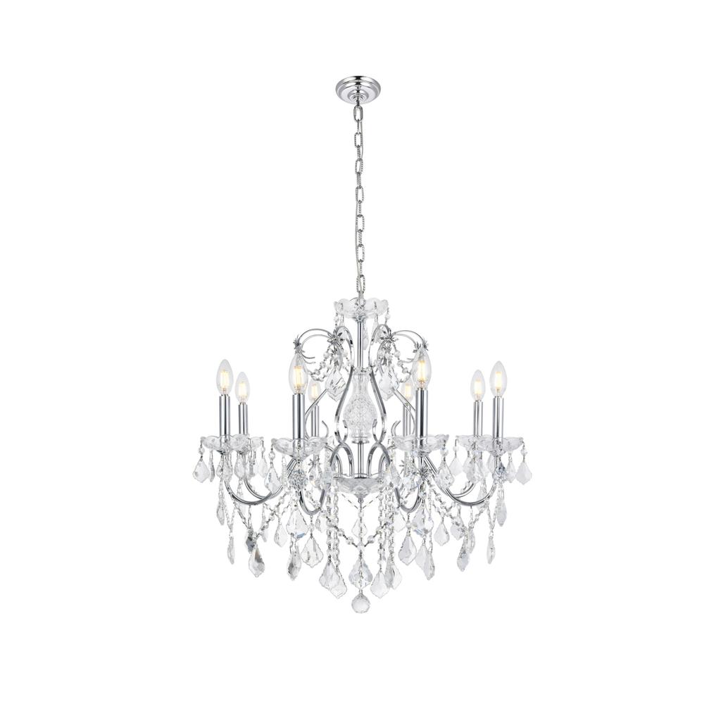 St. Francis 8 light Chrome Chandelier Clear Royal Cut Crystal. Picture 1