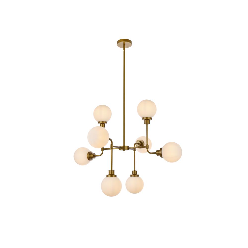 Hanson 8 lights pendant in brass with frosted shade. Picture 1