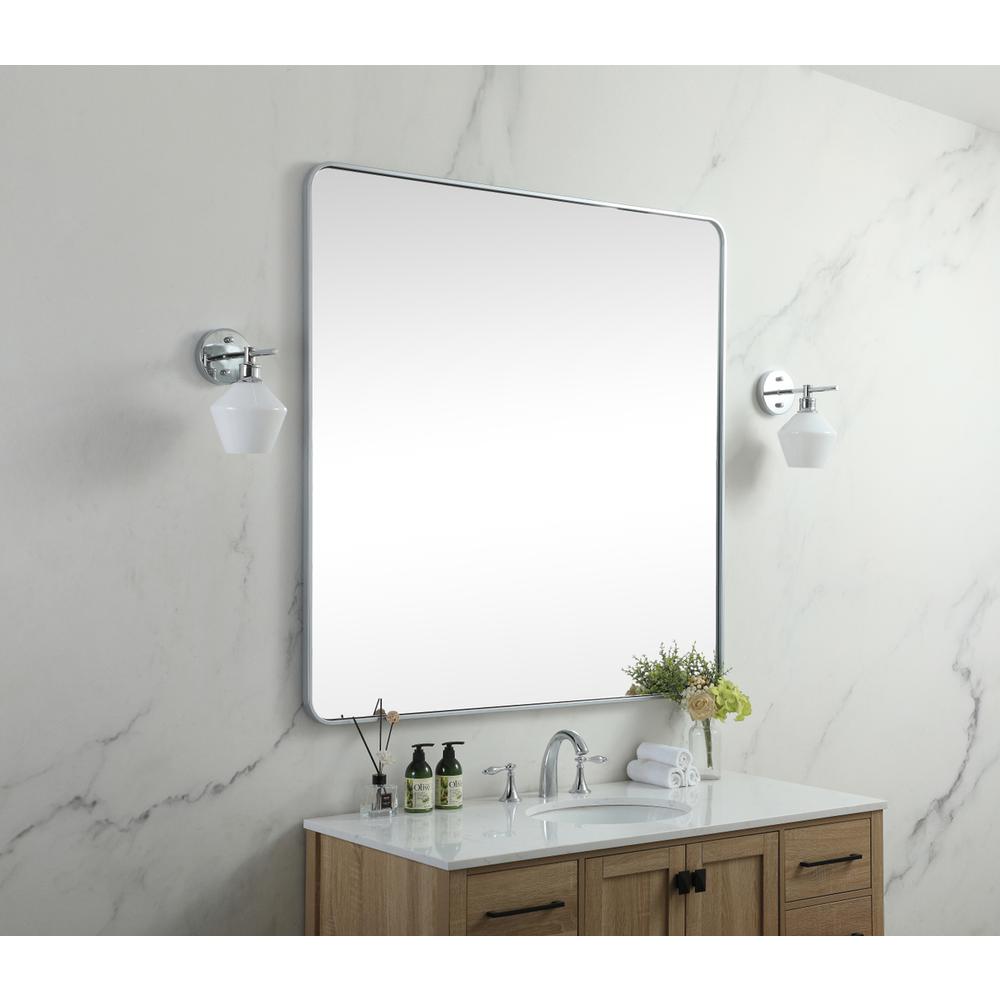 Soft corner metal square mirror 48x48 inch in Silver. Picture 2