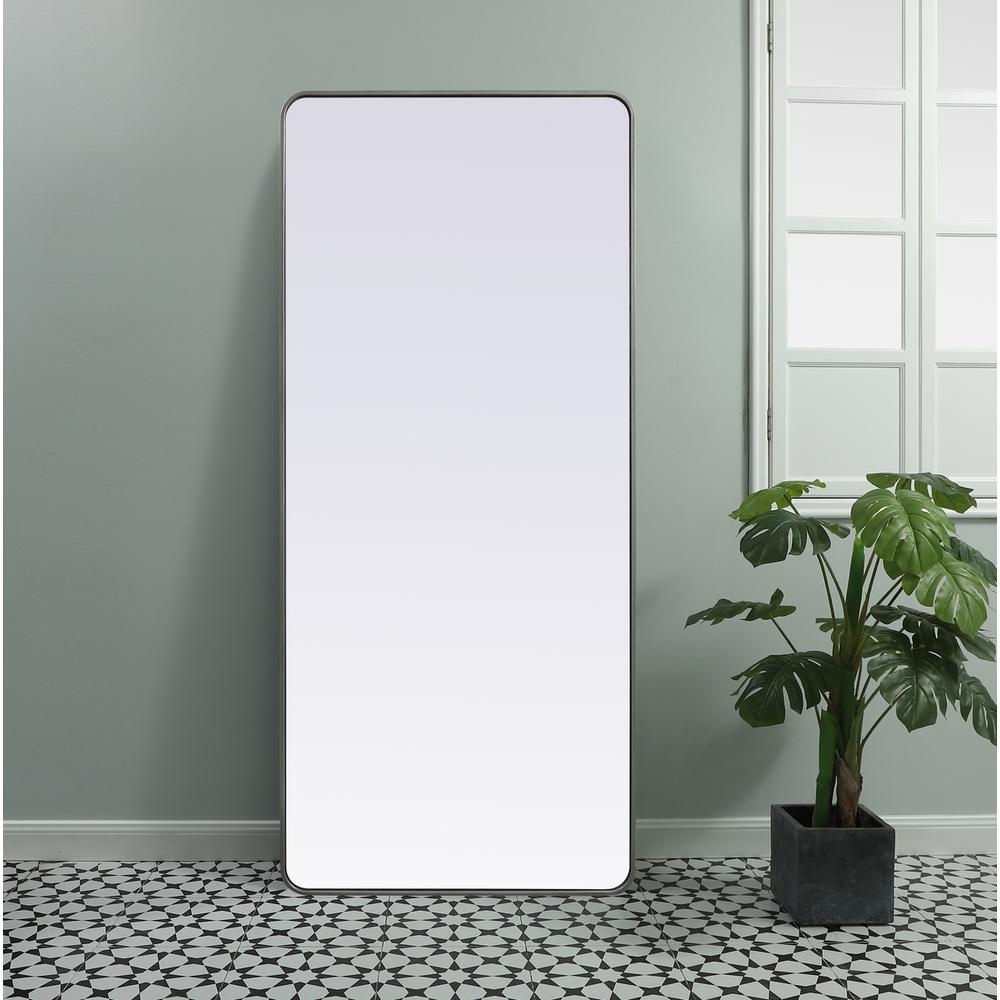 Soft Corner Metal Rectangle Mirror 32x72 Inch in Silver. Picture 11