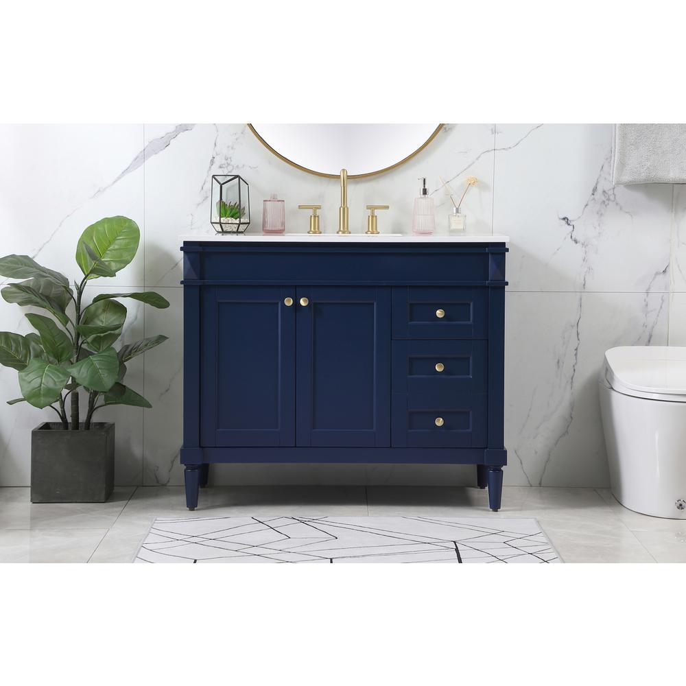 42 inch Single bathroom vanity in blue. Picture 14