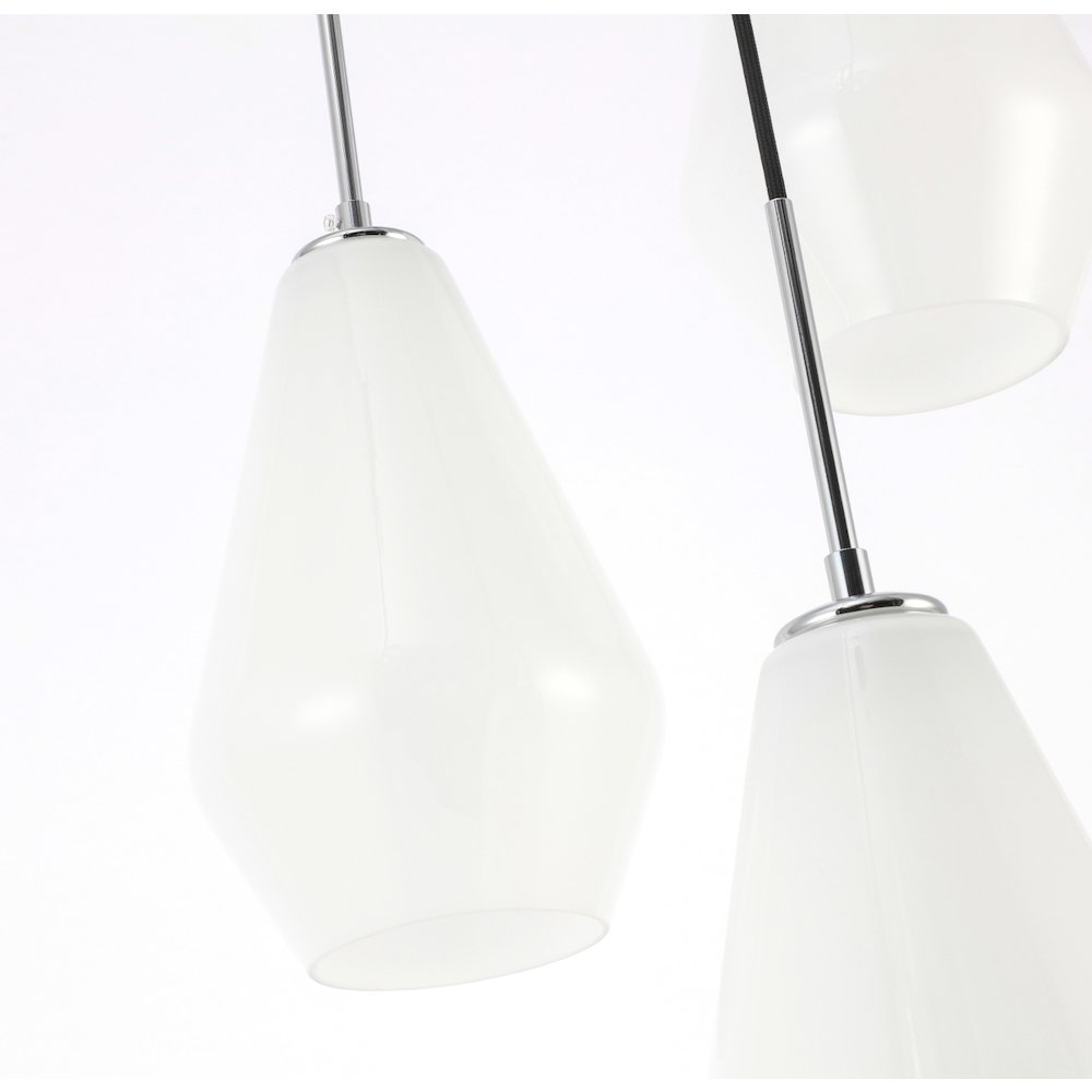 Gene 3 Light Chrome And Frosted White Glass Pendant. Picture 10