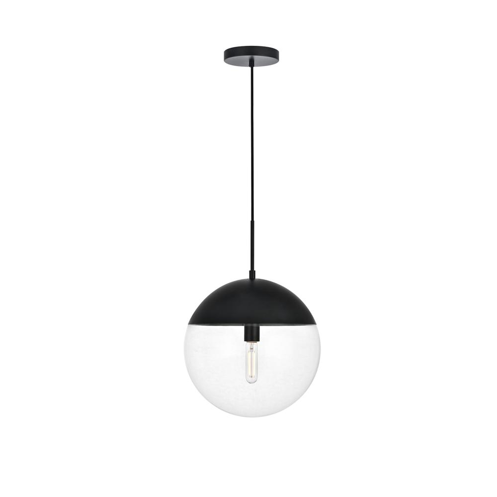 Eclipse 1 Light Black Pendant With Clear Glass. Picture 1