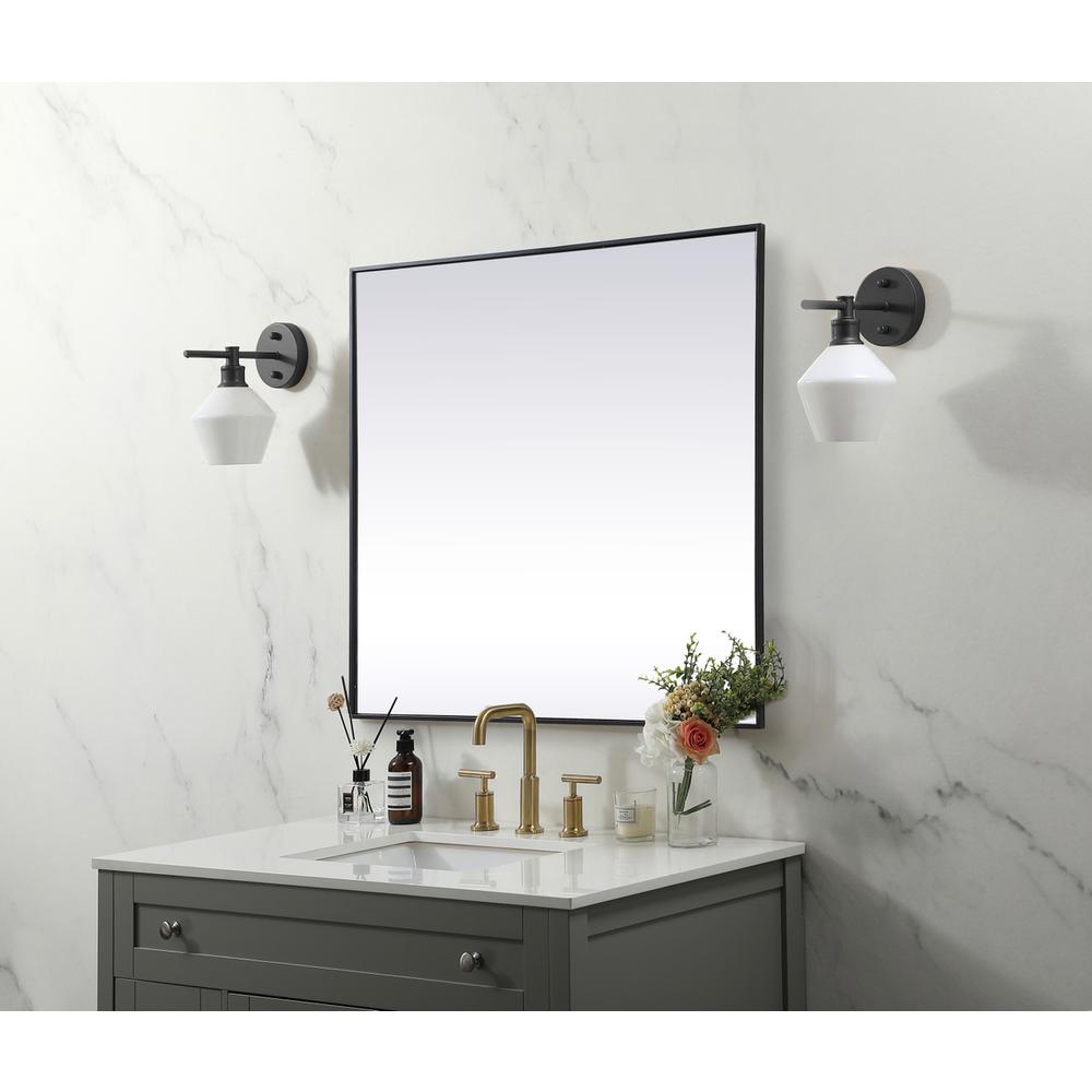 Metal Frame Square Mirror 42 inch in Black. Picture 2